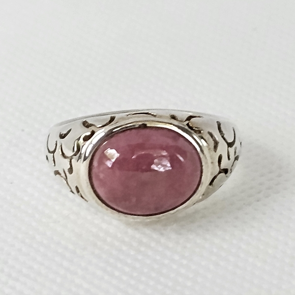 Michelle Albala Jewelry - Vintage Natural Rhodochrosite Ring Sterling Silver Size 8!